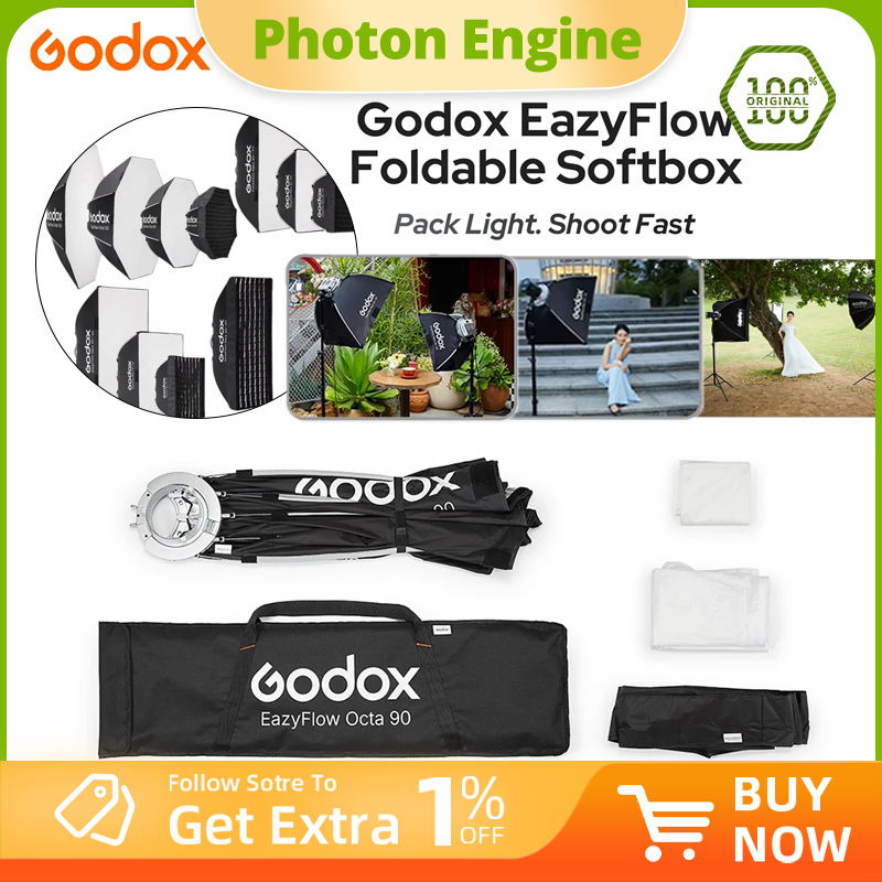 Photography Studio Lighting Set Up - Godox EazyFlow seri Softbox Lipat dengan