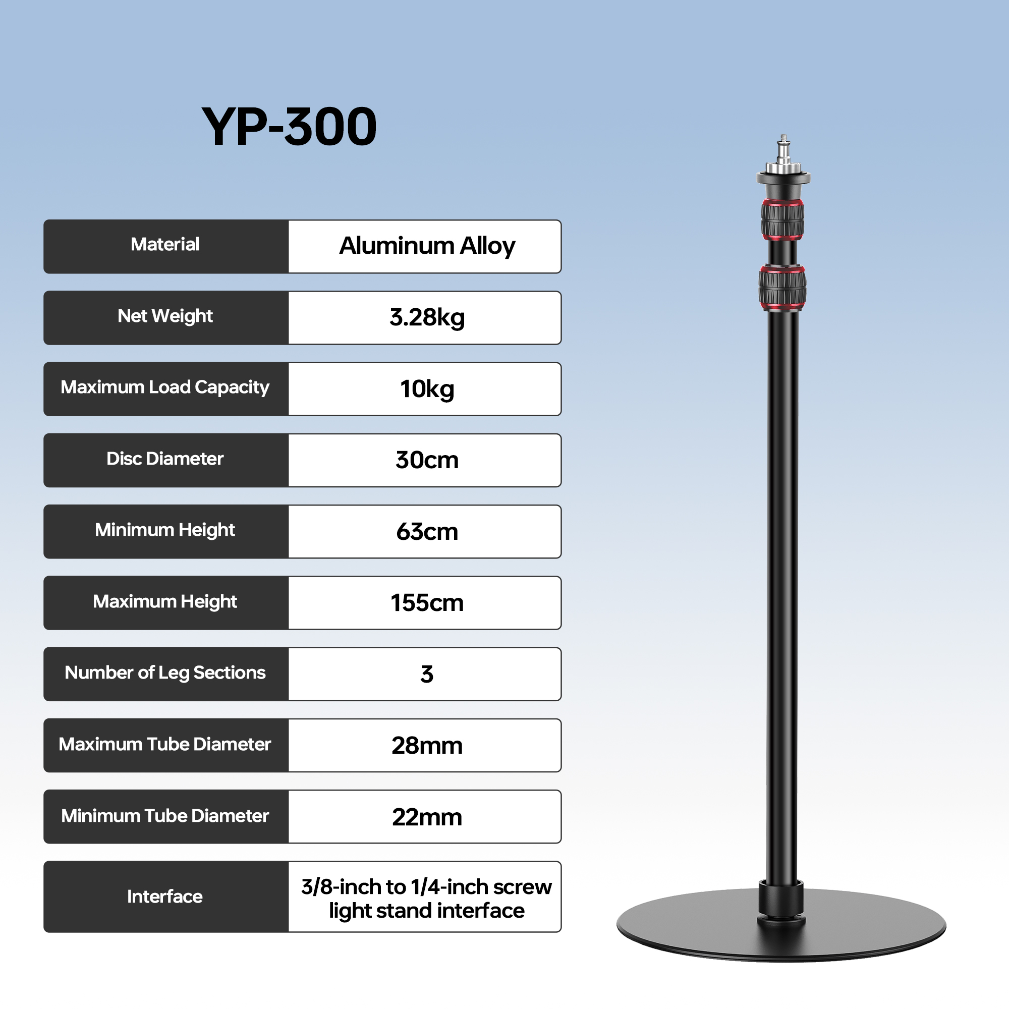 Manbily YP300 1.55M Dudukan Mo - Photography Lighting Mount ulasan dan harga